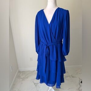 Elegant Blue Wrap Dress